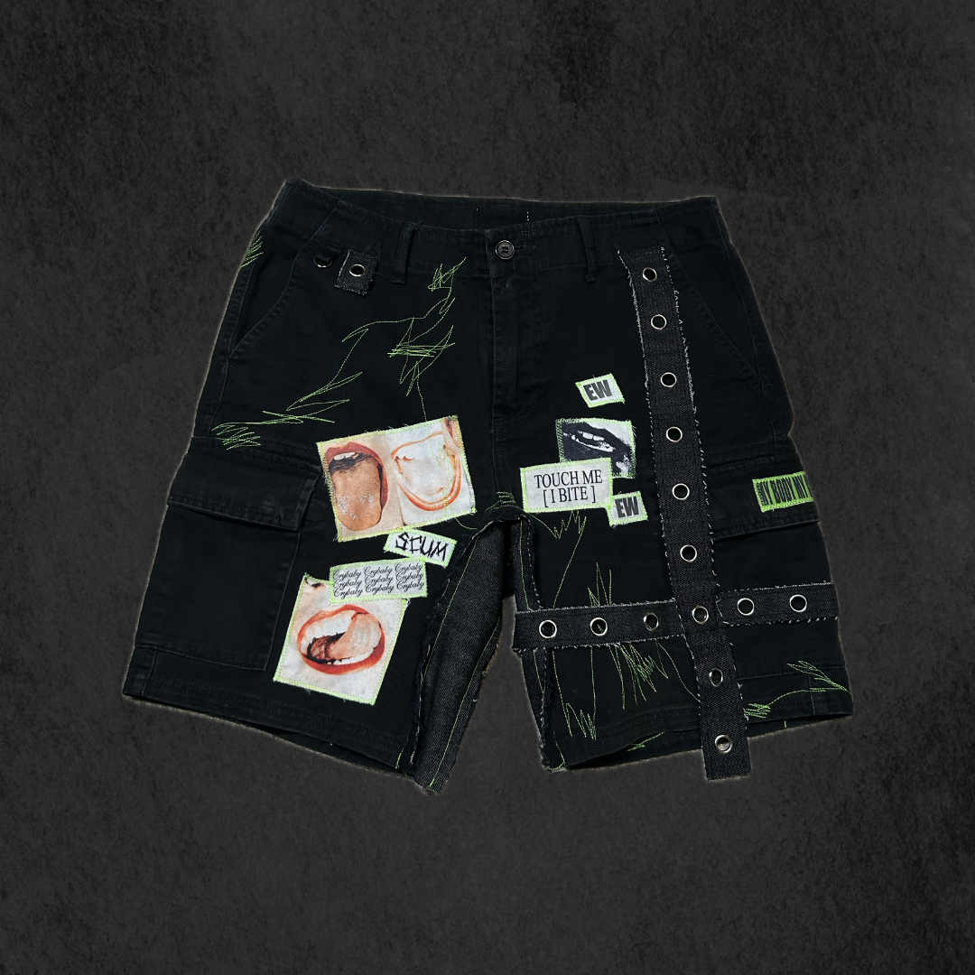 Black and Green Cargo Shorts