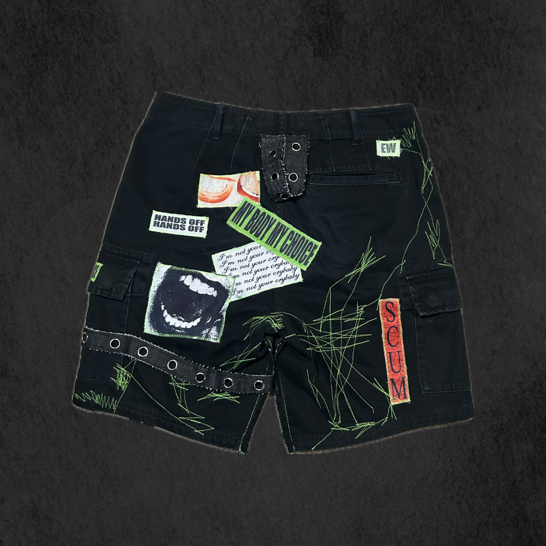 Black and Green Cargo Shorts